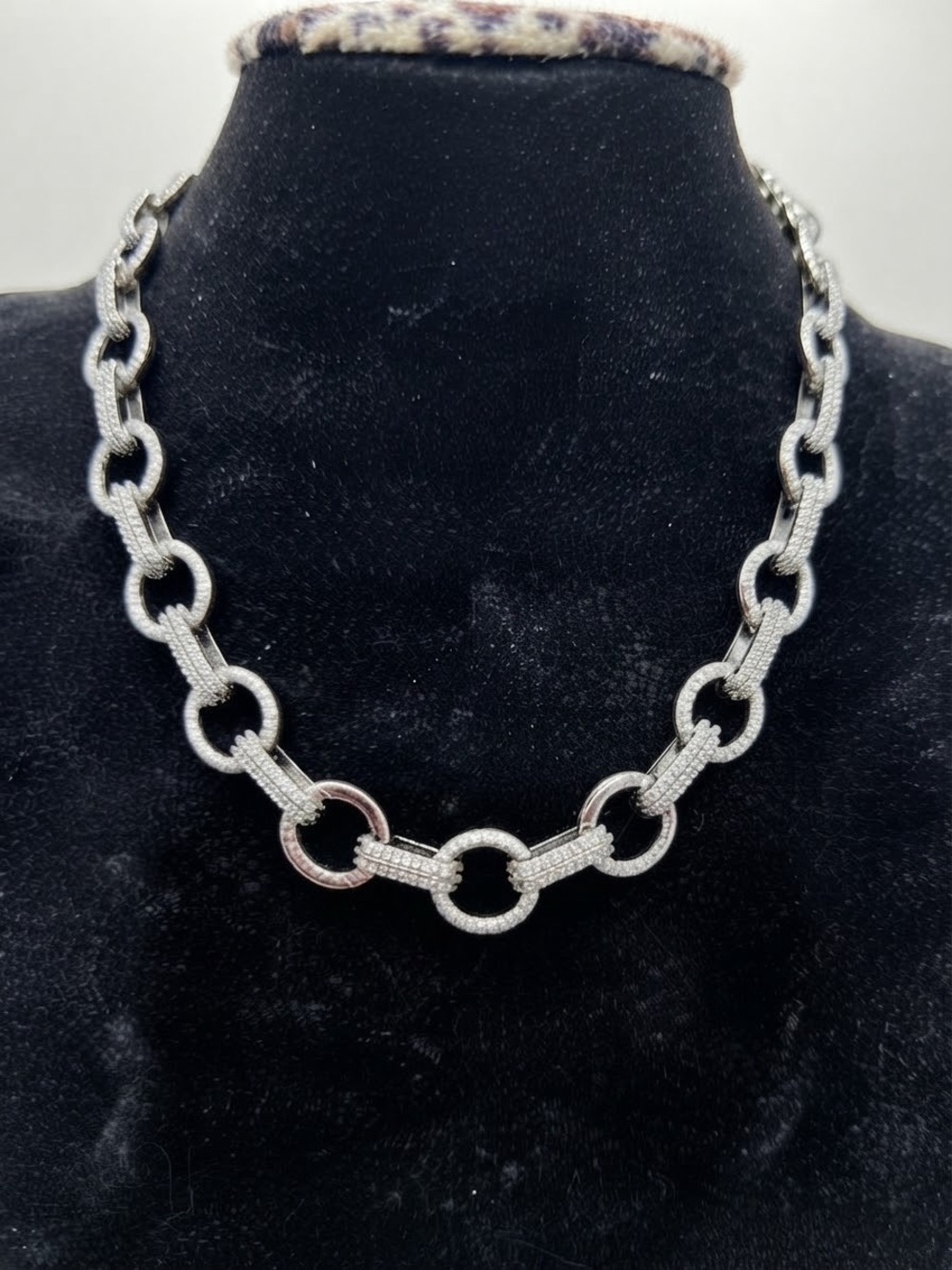 Silver Pave Link Necklace - Women's Jewelry